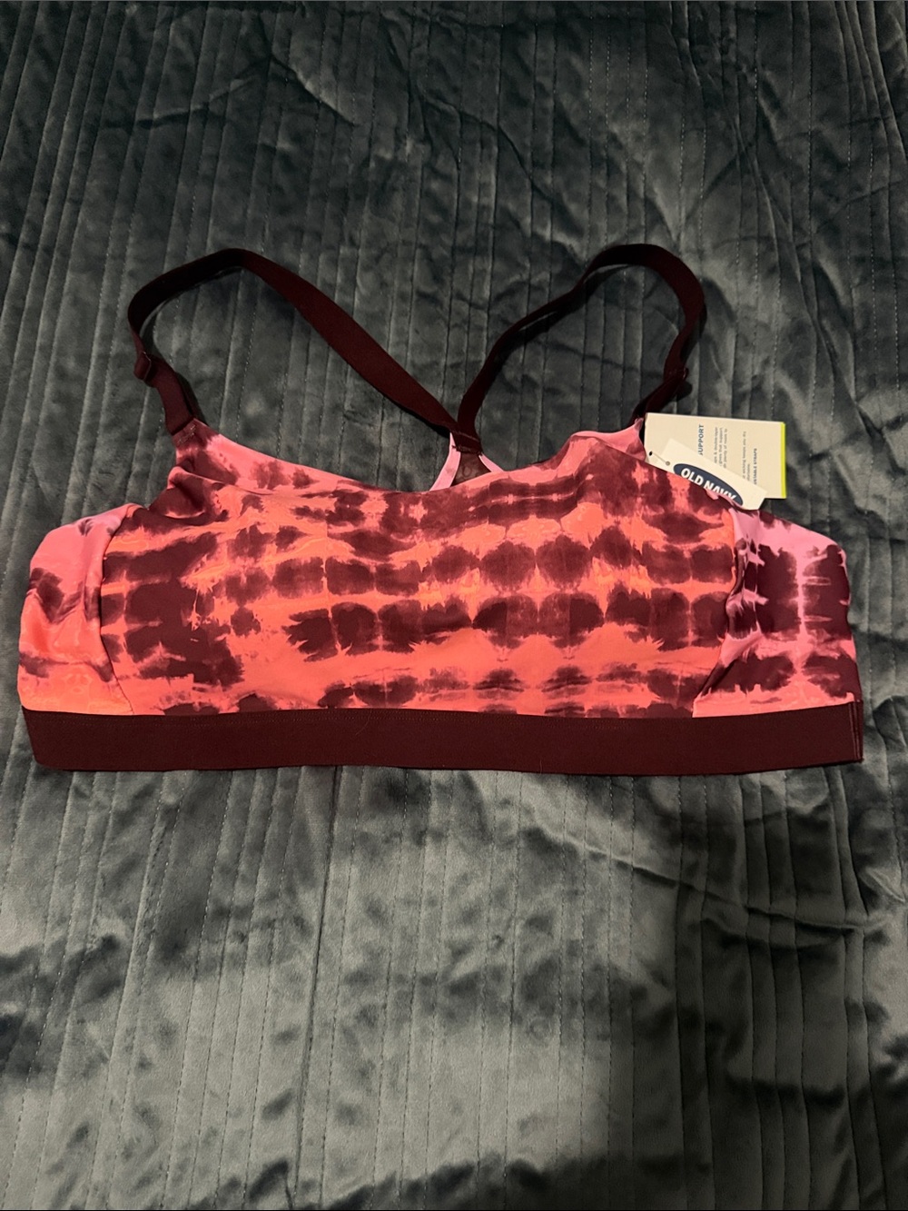 Old Navy Maroon & Pink Tie-Dye Sports Bra